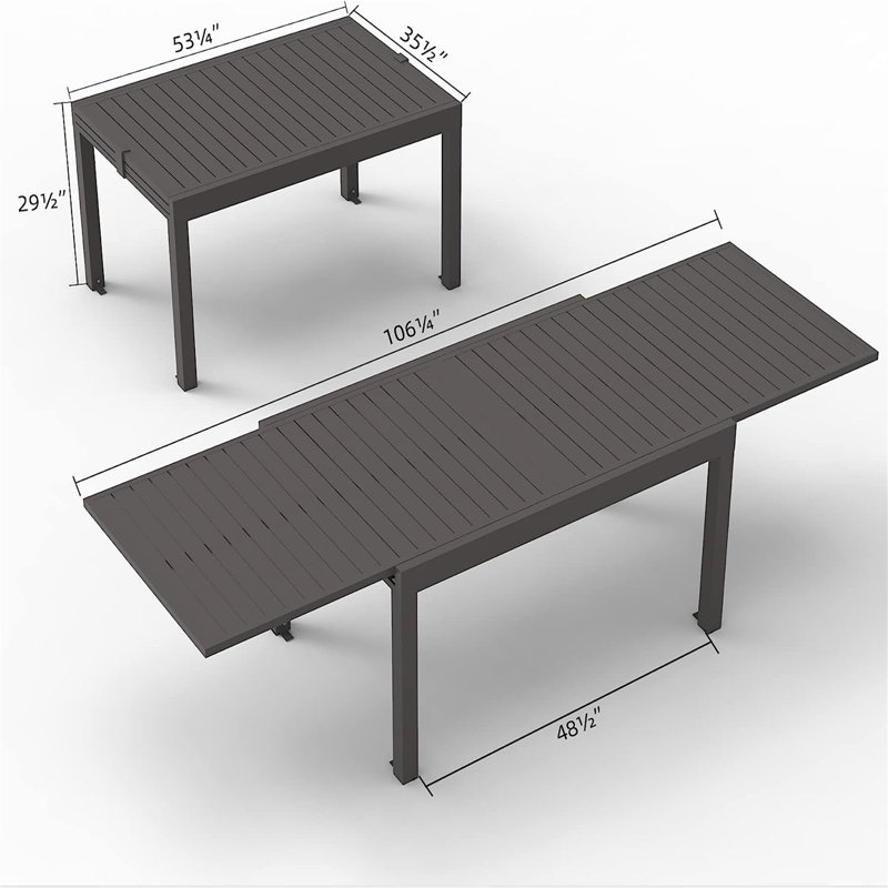 Large Extendable Patio Dining Table(Only Including Table), 29.5" H x 35.5" W x 106.25" D, Dark Brown