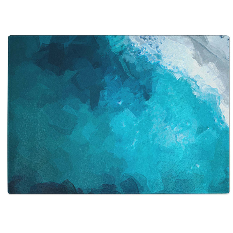 Tempered Glass Wave Against Swanbourne Beach in Abstract Chopping Board, 39 cm W x 28.5 cm L