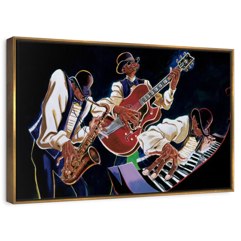 Jamming II, Floating Frame Gold, 13" X 9"