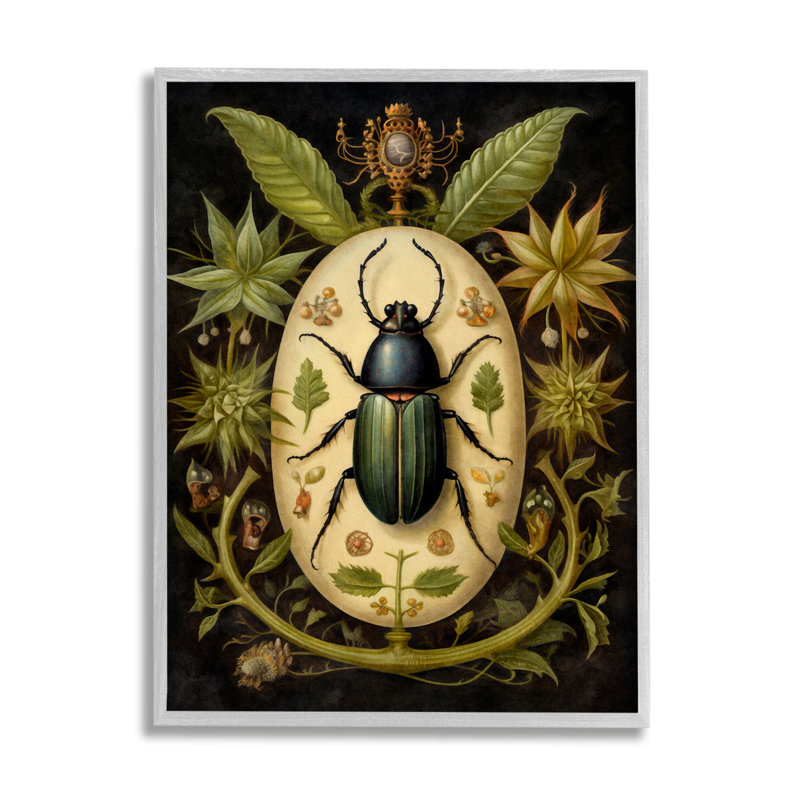 «Vintage Beetle & Botanicals», impression sur bois sans cadre, H 19 po x l 13 po x P 0,5 po