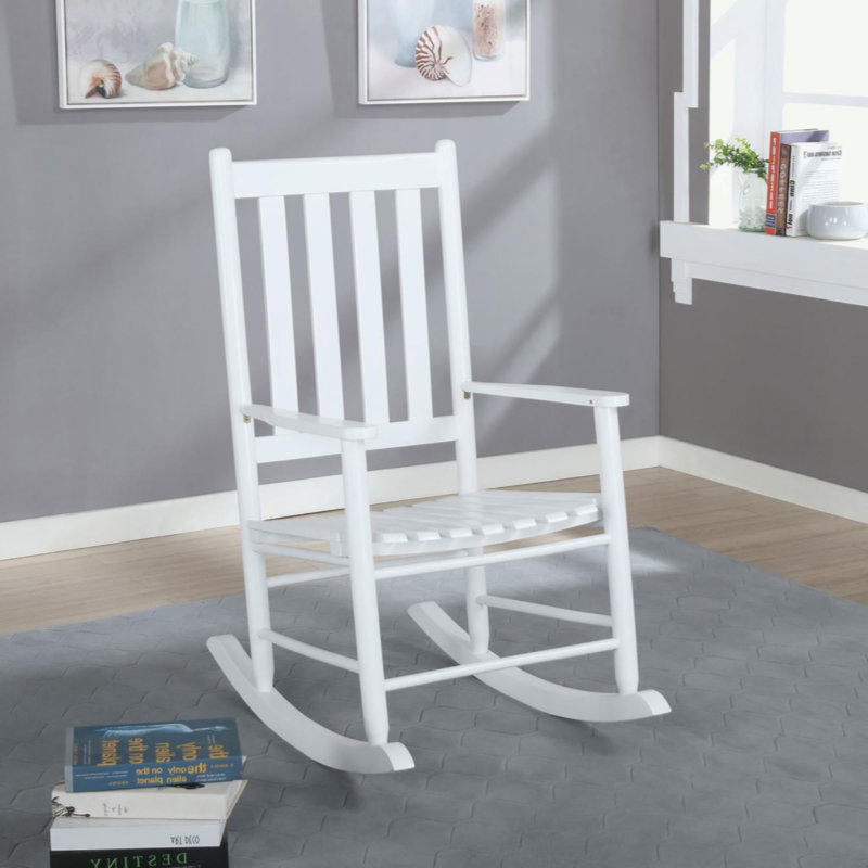 Chaise berçante à dossier à lattes, Blanc
