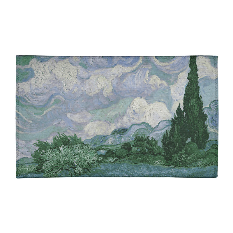 Tapis vert/bleu de chenille wheatfield, Rectangle 2 pi x 3 pi