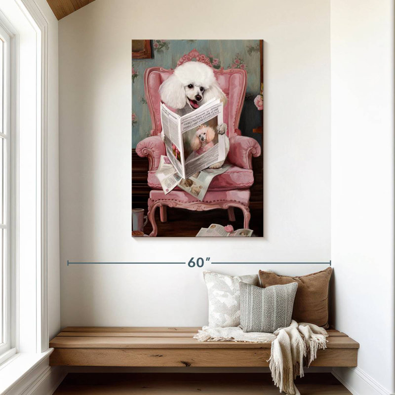 Brampt Poodle Reading News, 45" H x 30" W