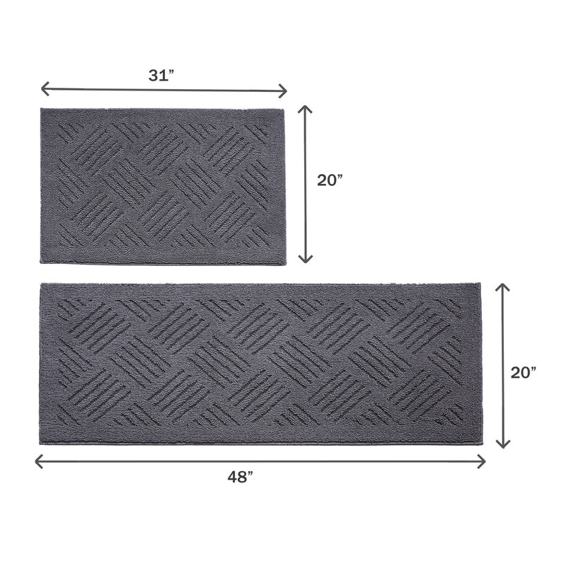 Tapis de cuisine 2 pièces antidérapant et antidérapant, Tapis de couloir 20 po x 31 po + Tapis de couloir , Gris