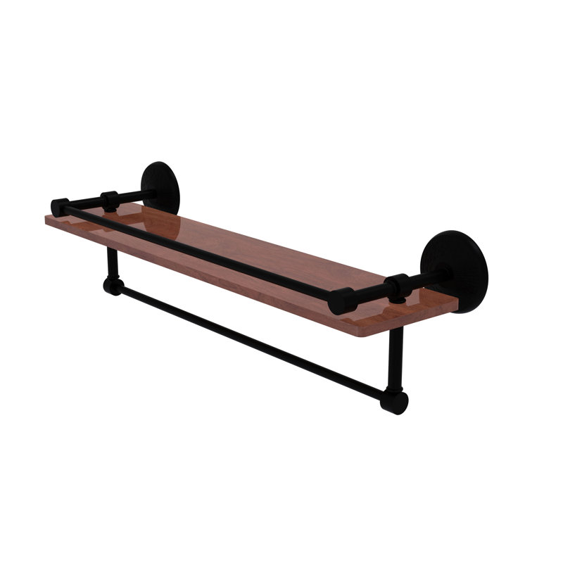 Tilney Bracket Shelf with Towel Bar, Matte Black, 5" H x 22" W x 5" D