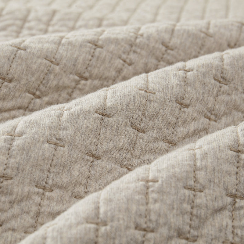 Wonderful 100% Cotton Jersey Quilt Set, King Quilt + 2 King Shams, Light Brown Melange