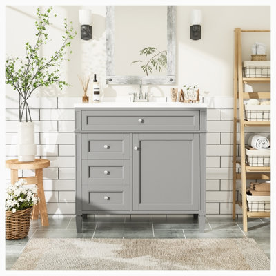 Disheka 36.00'' Single Bathroom Vanity with Resin Top
