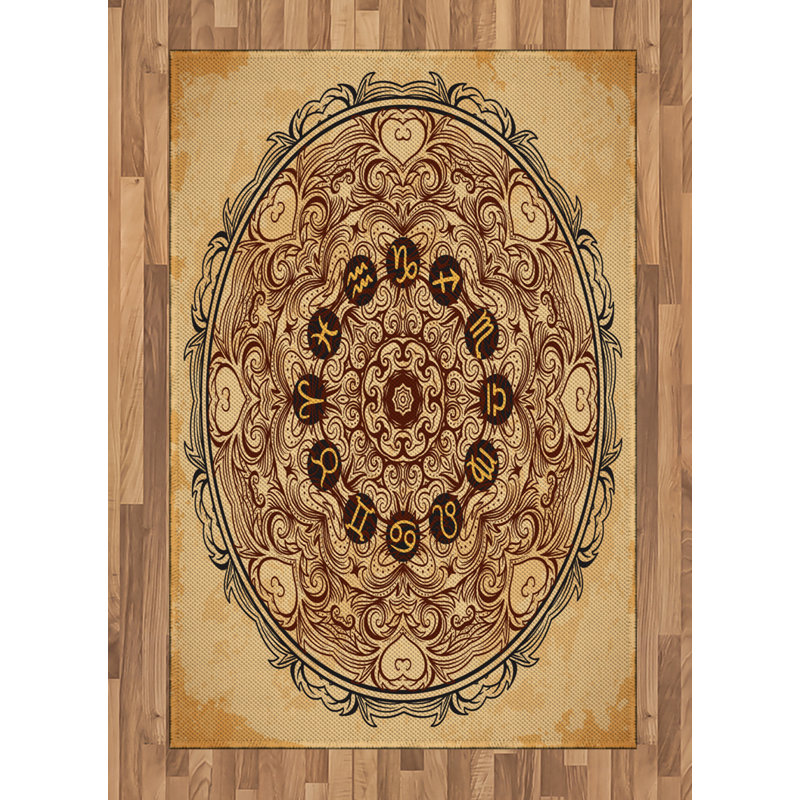 Tapis décoratif brun clair à haute densité en fibres de polyester, Rectangle— 4 pi x 5 pi 8 po