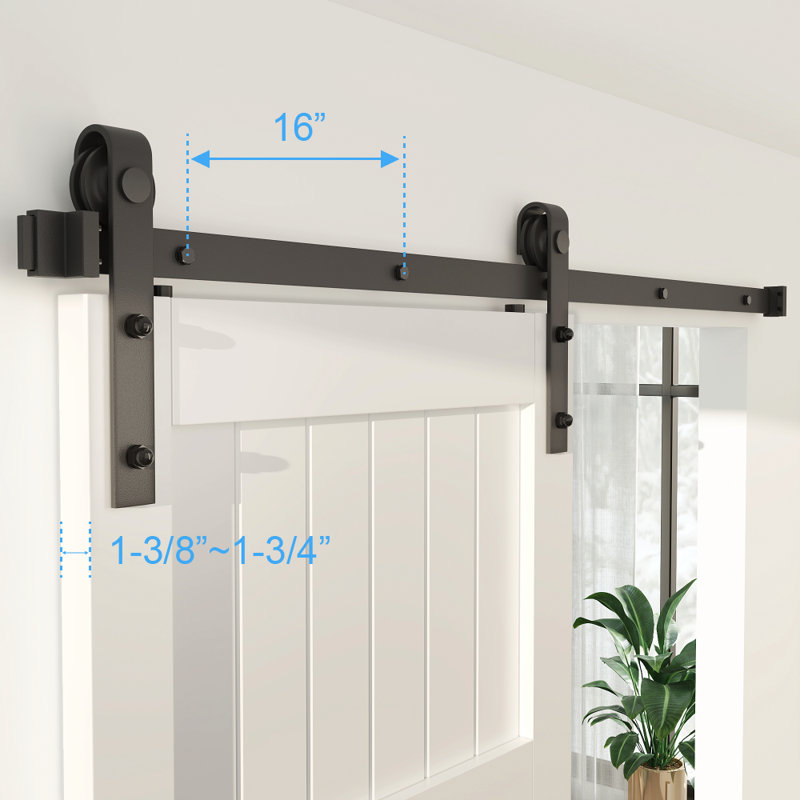 Black Matte Carbon Steel Sliding Barn Door Hardware Kit, 108 in.