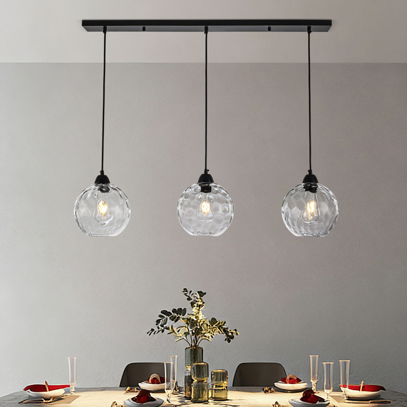3 - Light Matte Black Kitchen Island Chandelier