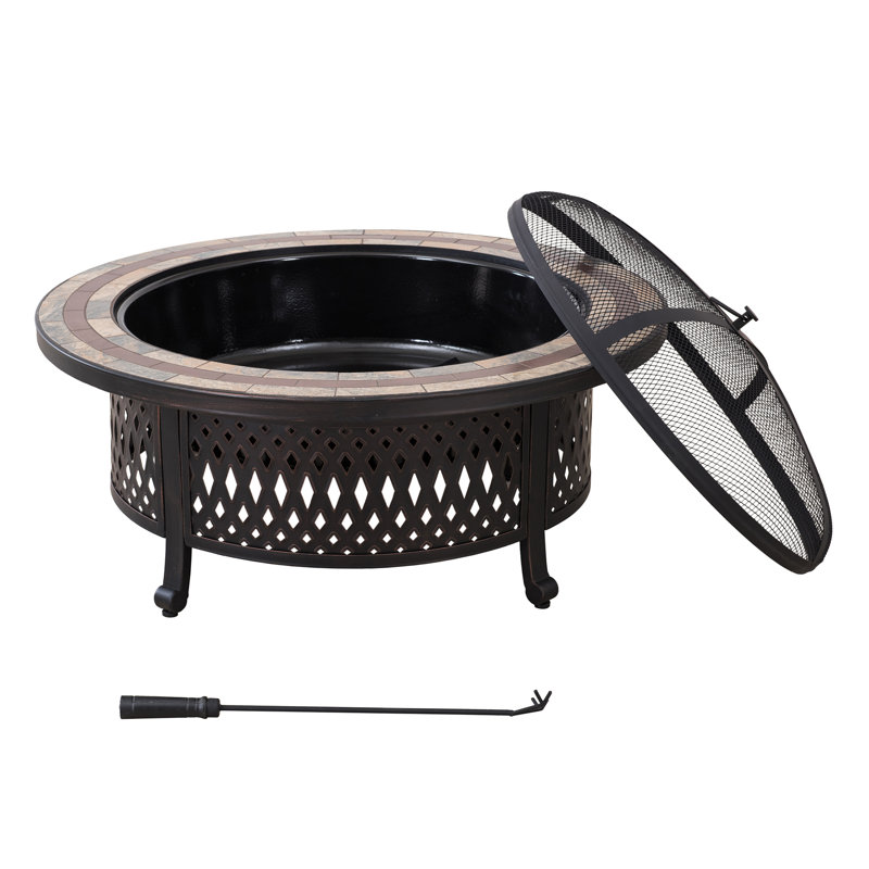 Sunjoy 40 in. Round Wood Burning Firepit Table