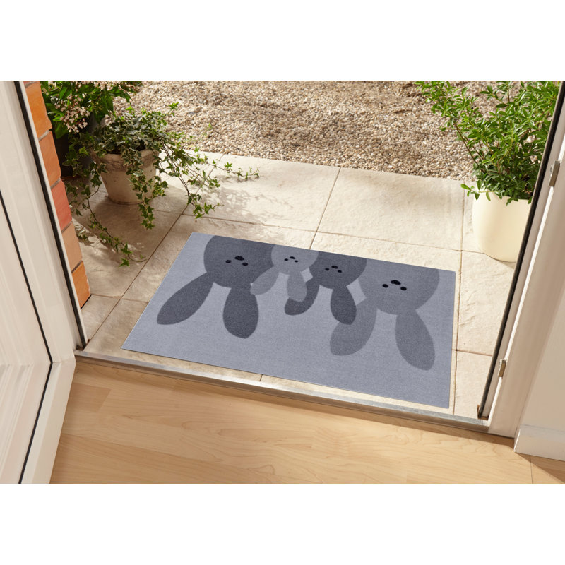 Bunny Family Doormat, Grey