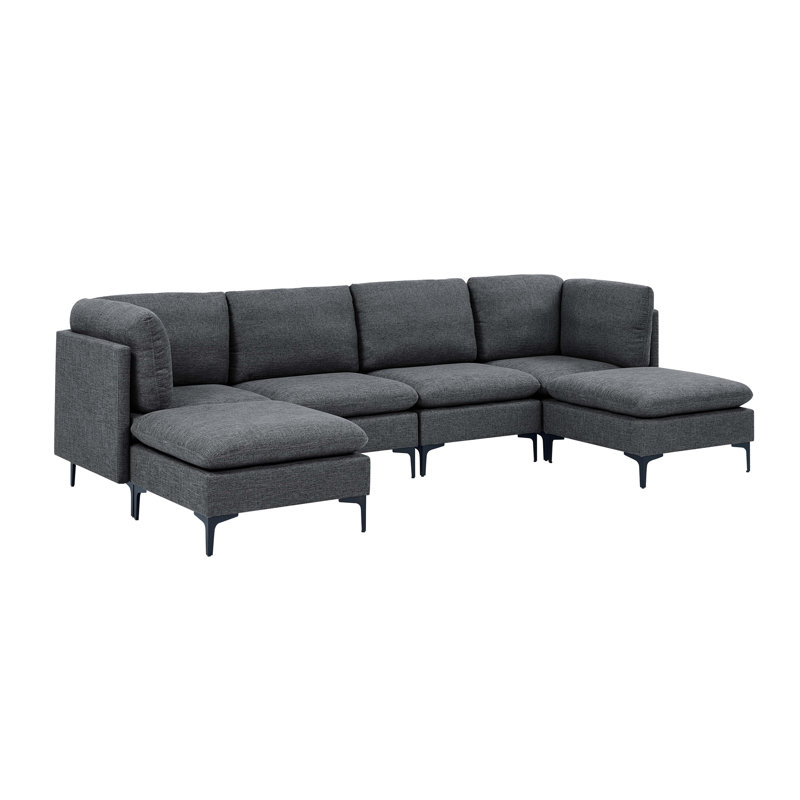 Canapé modulaire rembourré avec pieds en métal, Gris foncé