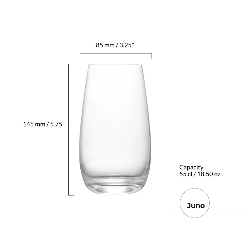 Juno Handmade Highball Glass Set, 550ml