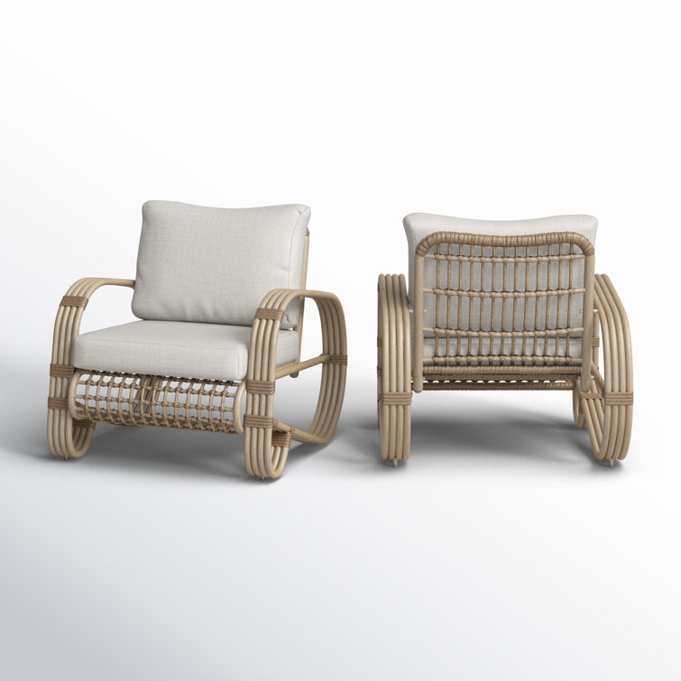 Romare Rattan Conversation Patio Chair with Cushions