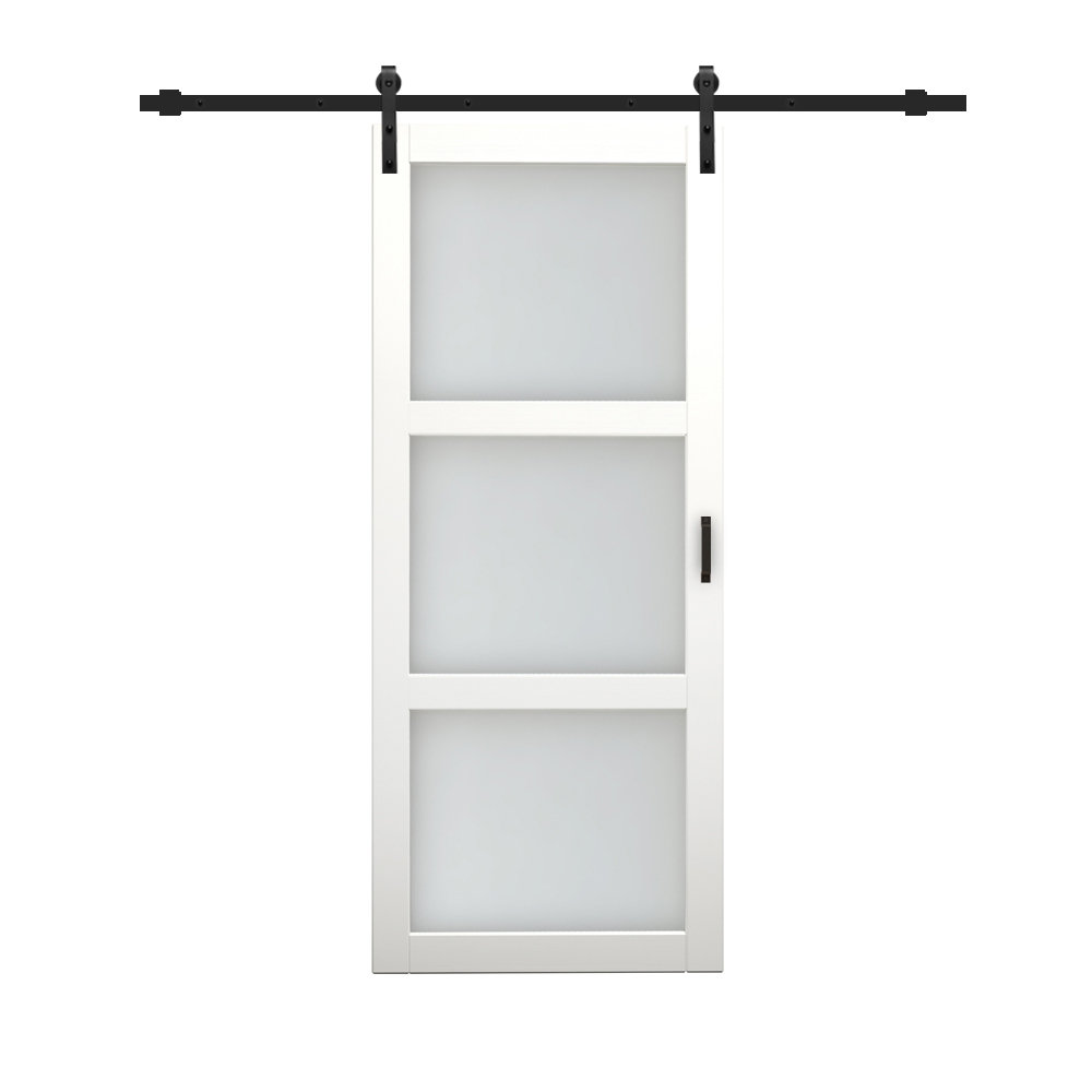 Glass Barn Door with Installation Hardware Kit Calhome 