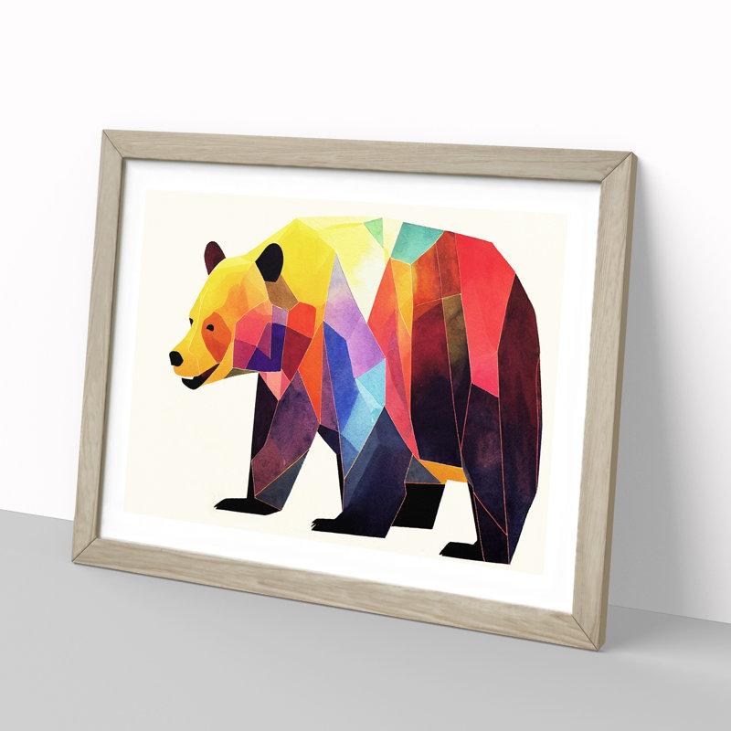Watercolour Bear Vol.3 Abstract - Framed Print, Oak Framed, 34cm H x 46cm W x 2cm D