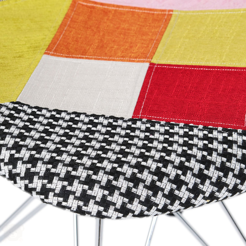 Patchwork Accent Chair Bohemian Style Fabric? Chair With Chromed Legs Geometric Pattern Chair, 18"D X 21"W X 32"H, Set Of 2