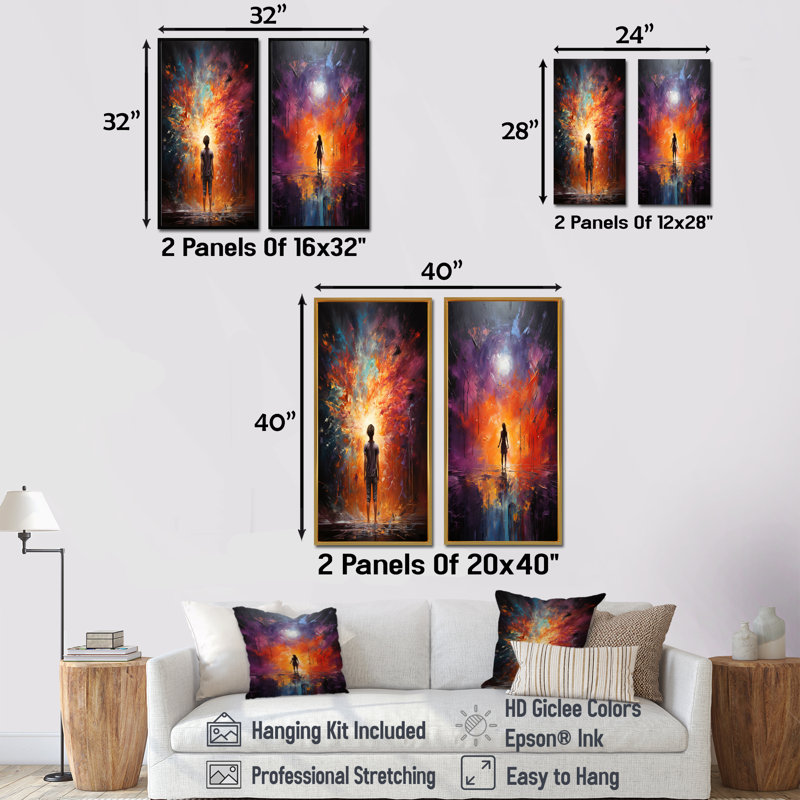 Médiation transcendantale - Portraits abstraits sur toile, ensemble de 2, H 40 po x l 41 po, Toile tendue