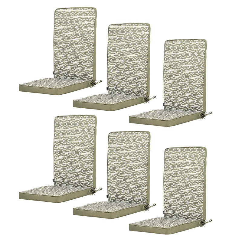 6PK High Back Seat Pad Triangle Geo Olive, Green Geometric