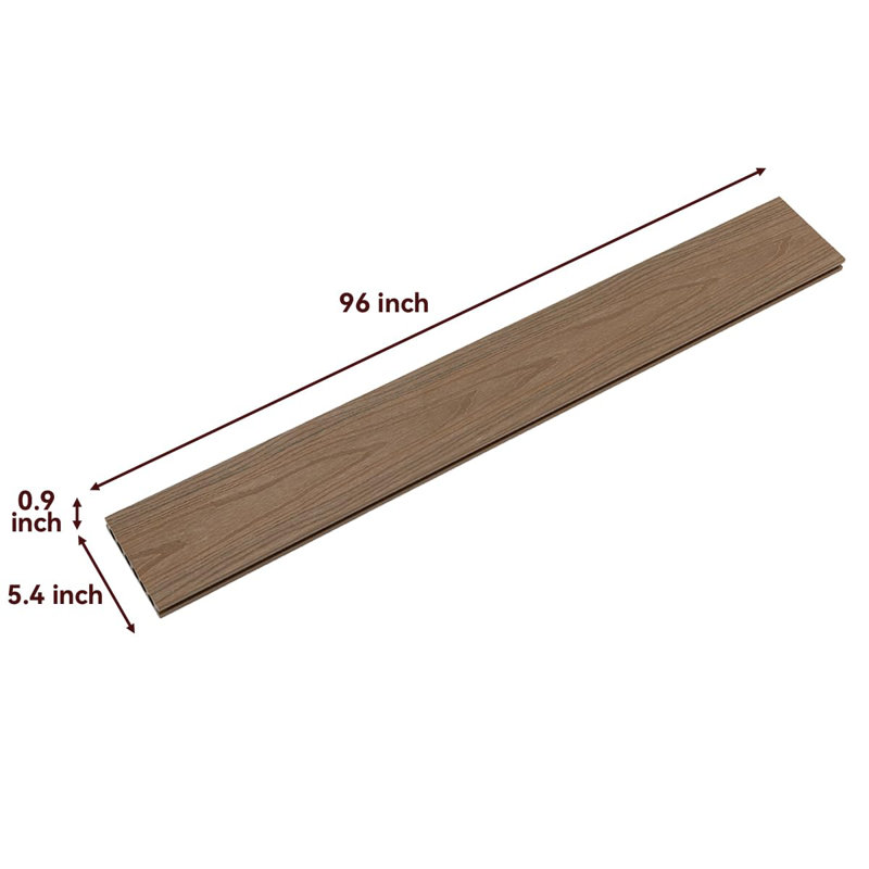 96" X 5.4" Composite Outdoor Decking Planks(9 Pieces)-Includes Installation Accessories, Brown