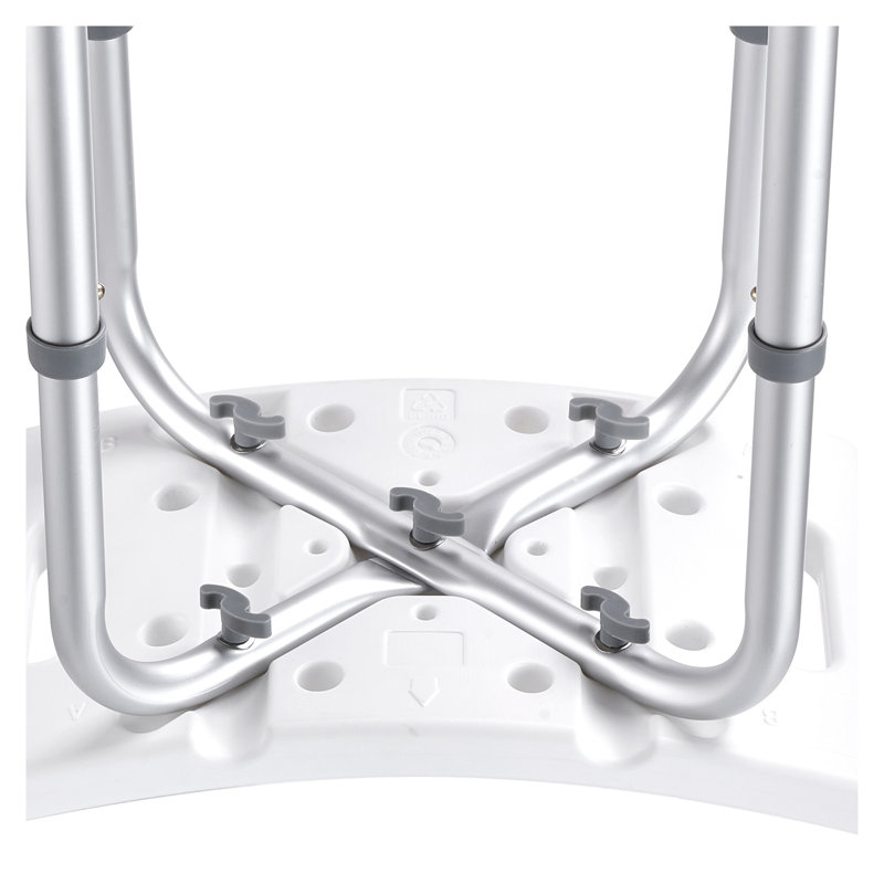 Adjustable Height Shower Chair with Handles - Heavy Duty Aluminum Bath Stool for Elderly, Non-Slip Tub Seat Bench