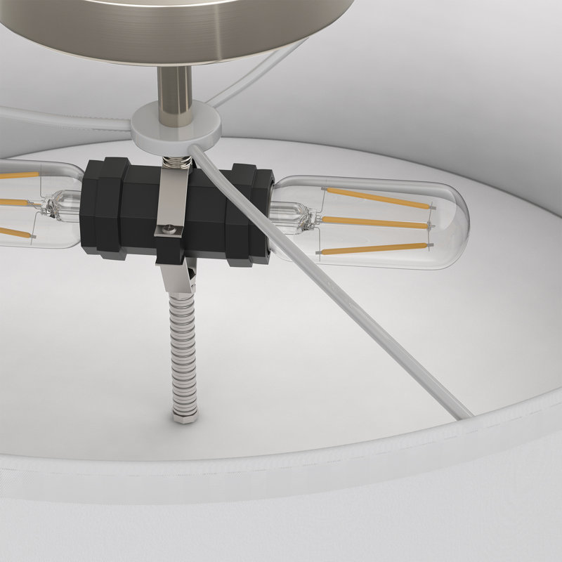 Plafonnier semi-encastré cylindrique 2 lumières avec abat-jour en lin