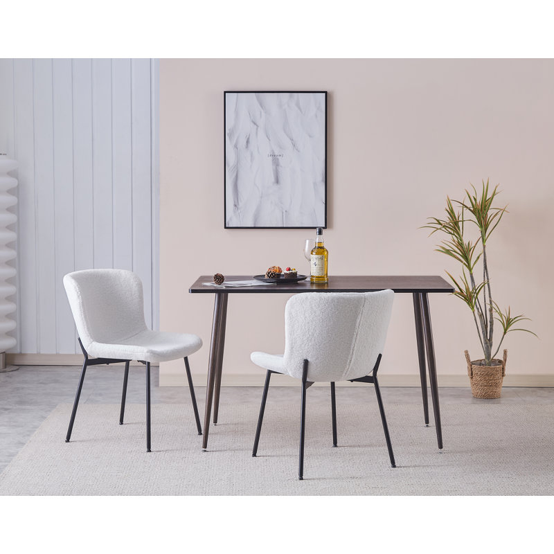 Ravn Fabric Dining Chairs with Steel Legs, White
