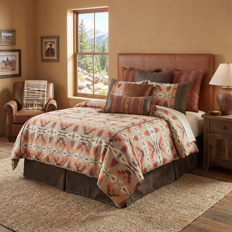 Ensemble de housse de couette Wooded River Tucson, très grand californien, housse de couette Southwestern pour chambre d'amis