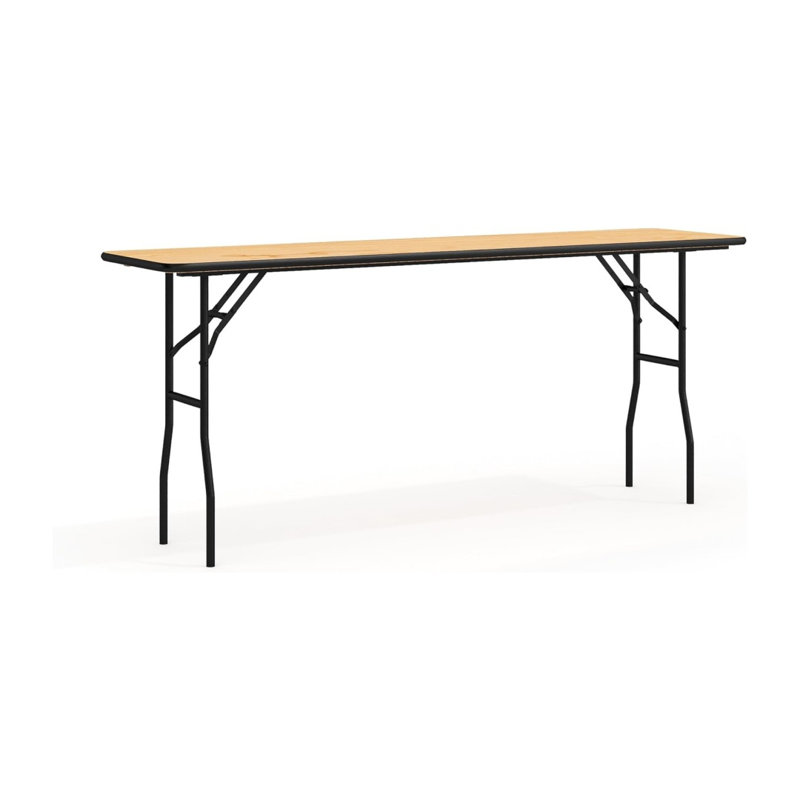 Rectangular Folding Training Table With Smooth Clear Coated Finished Top, Wood Training Table