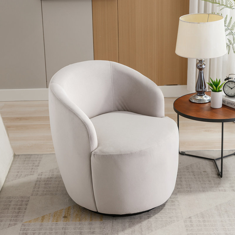 Fauteuil d'appoint pivotant rembourré en velours avec conception en tonneau et anneau en métal robuste pour un confort et une mobilité accrus
