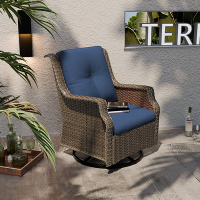Disanto Outdoor Wicker Swivel Gliding Chair with Cushions