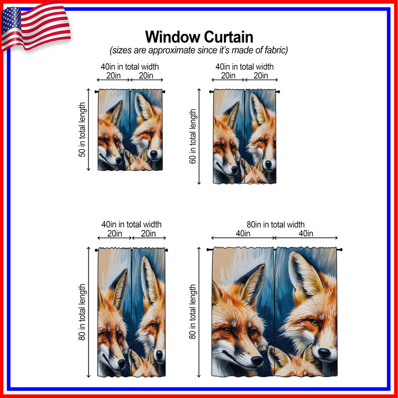 Ensemble de rideaux obscurcissant et obscurcissant Group of Red Foxes, Obscurcissement de chambre, 40in x 50in - 2 panels