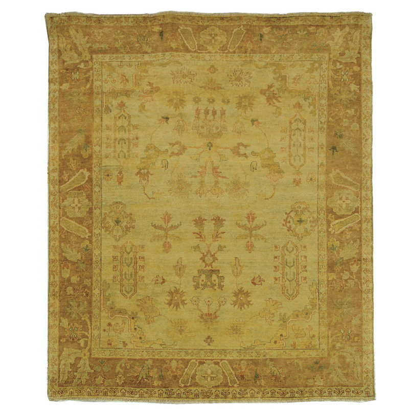 Tapis oriental en laine noué à la main Oushak, Rectangle de 10 pi x 14 pi