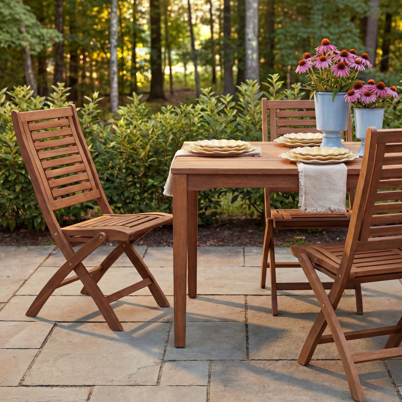 Kinsler Foldable Eucalyptus Patio Side Chair