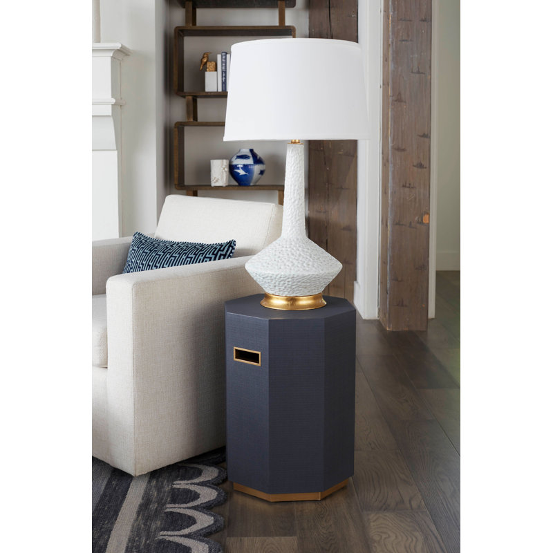 Solid Wood End Table, Storm Blue, Gold