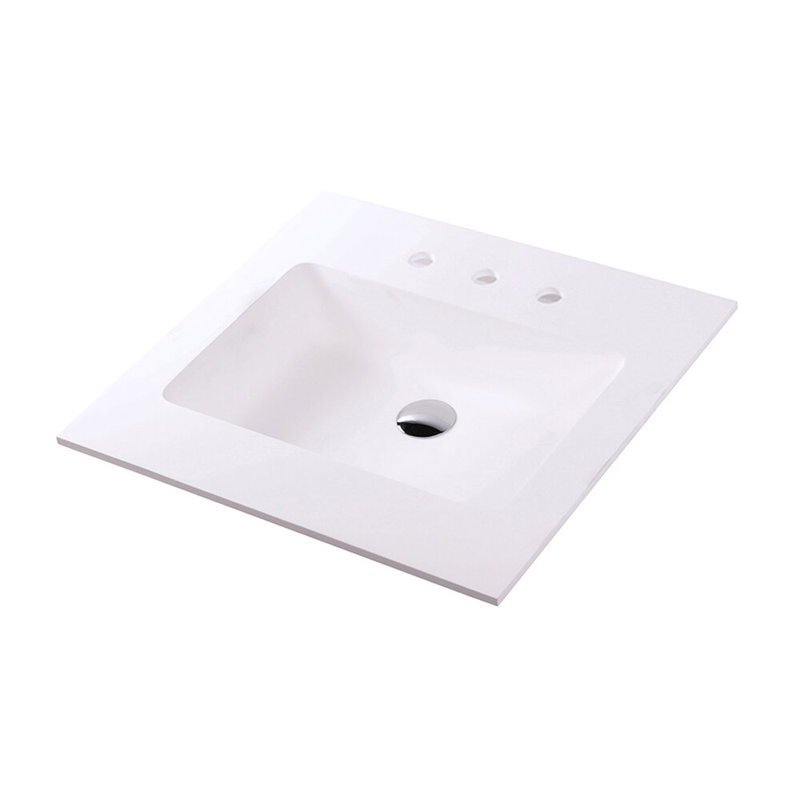 Kubitop 24'' L Bathroom Sink, Matte White, 3 Hole - 8" Centers