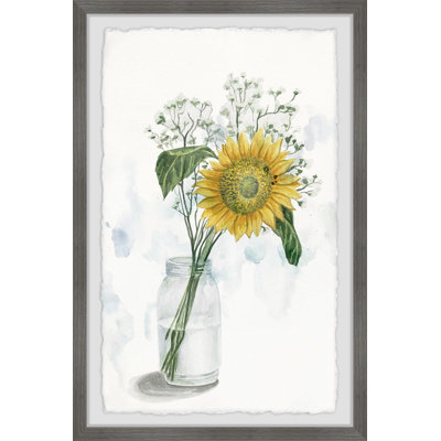 Sunflower In Glass Vase II - Single Picture Frame Painting