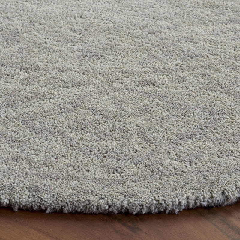 Tapis vert / beige en laine touffeté à la main Garden, Rond 4 pi