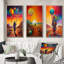 Mystic Wandering Through The Rainbow Desert - Ensemble de 3 pièces d'art abstrait-695333932-695333939