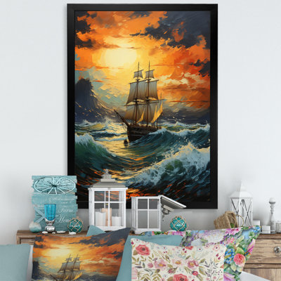 Tempête énergétique bateau orange sarcelle II - impression