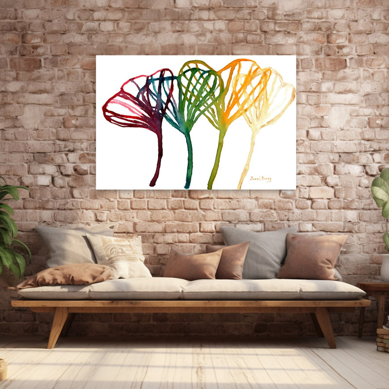 Art contemporain contemporain abstrait à fleurs colorées, H 40 po x l 60 po