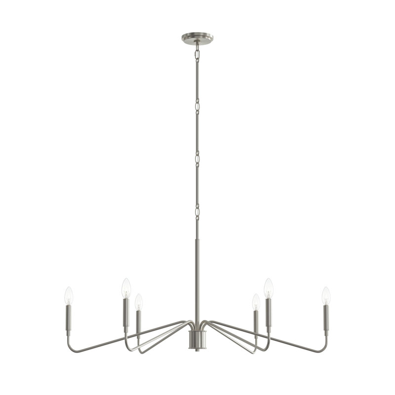 Pilar 6-Light Brushed Nickel Chandelier, Brushed Nickel