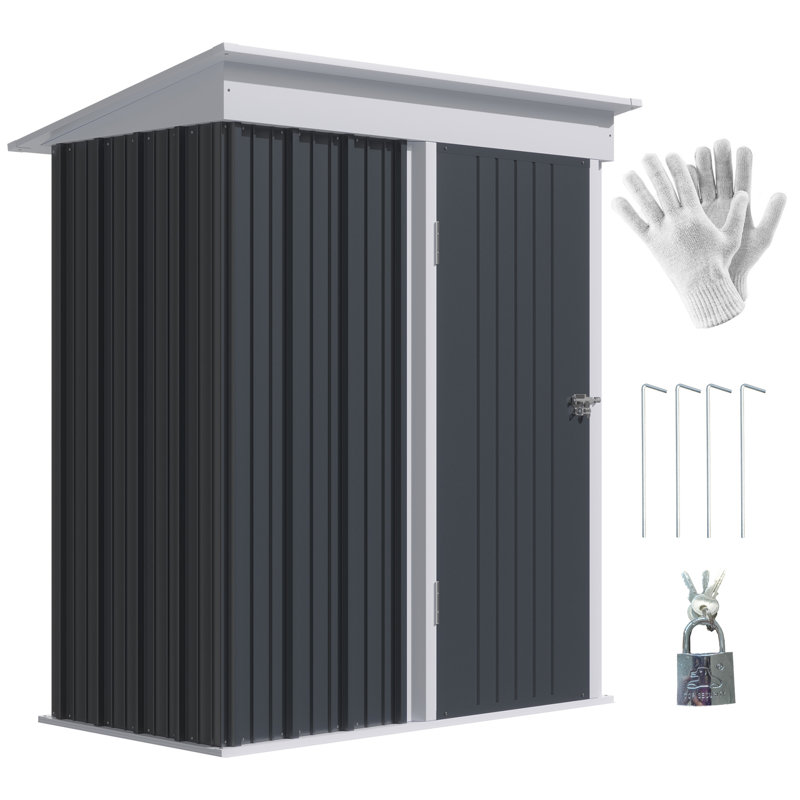 5 ft. W x 3 ft. D Metal Lean-To Storage Shed, Dark Gray