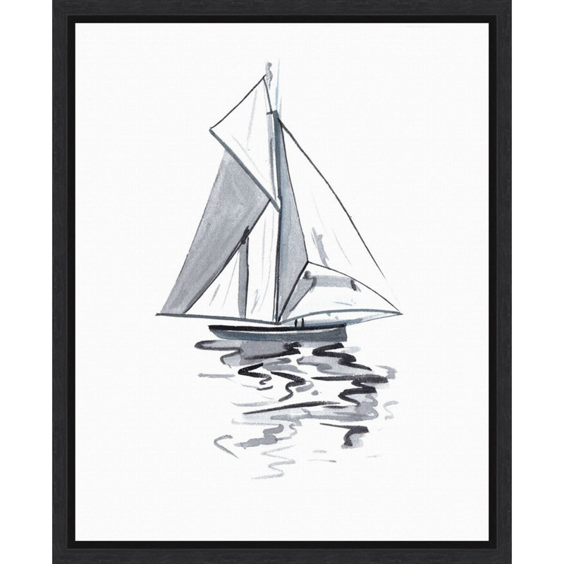 «Line Boat I» par Melissa Wang, reproduction d'art sur toile encadrée, H 20 po x l 16 po