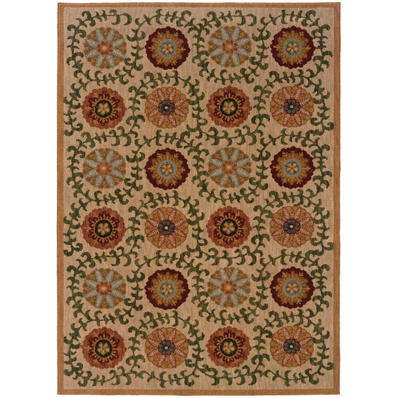 Tapis beige Crossreagh, Rectangle 9 pi 10 po x 12 pi 9 po