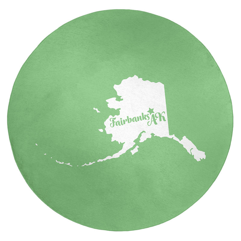 Tapis en poly-chenille fairbanks alaska, Rond 5 pi