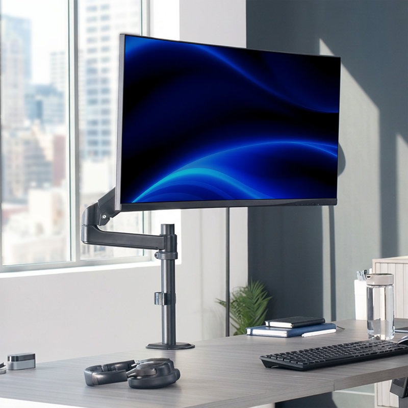 Pneumatic Arm Single Monitor Desk Mount