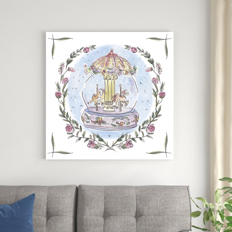 «Winter Carousel IV» par Melissa Wang - peinture sur toile tendue, H 36 po x l 36 po