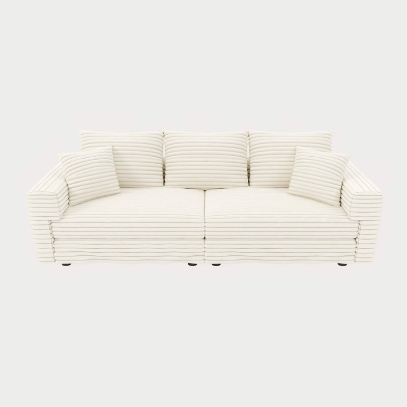 Canapé 82,7 po en velours côtelé 82,7 po, H 25,6 po x l 82,7 po x P 35,4 po, 3, Beige